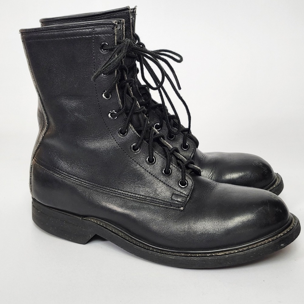 Vintage 1994 Wolverine Military Combat Boots Mens 7.5 R Steel Toe Black Leather